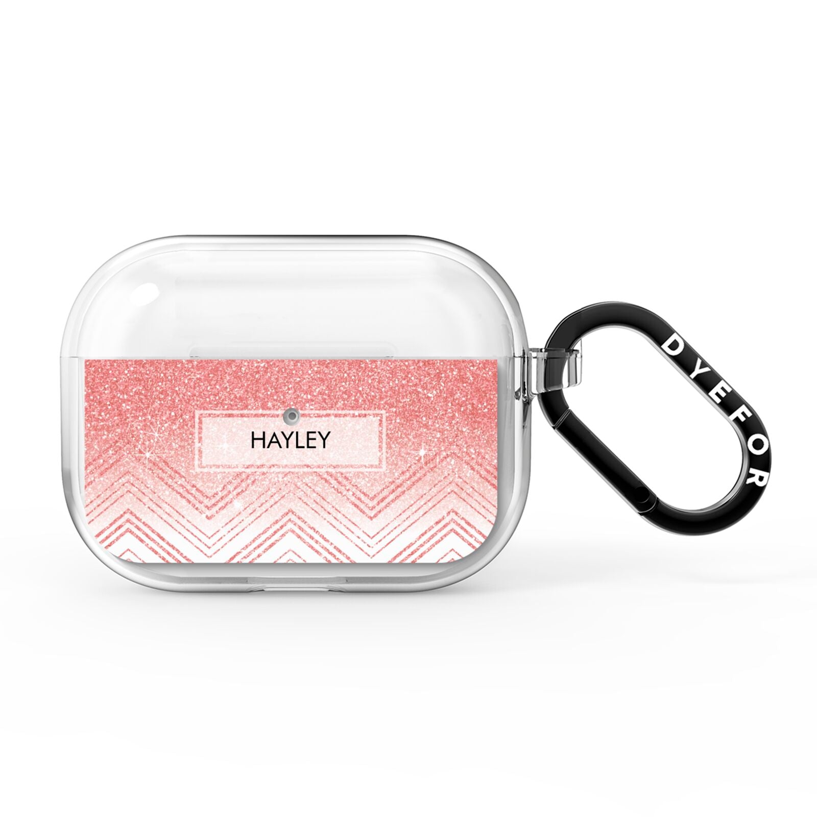 Personalised Faux Glitter Effect Name Initials AirPods Pro Clear Case
