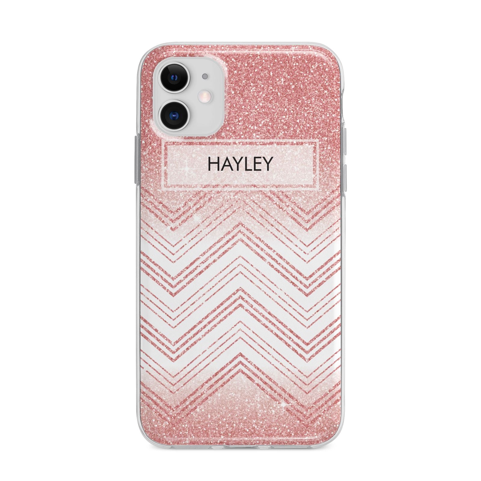 Personalised Faux Glitter Effect Name Initials Apple iPhone 11 in White with Bumper Case