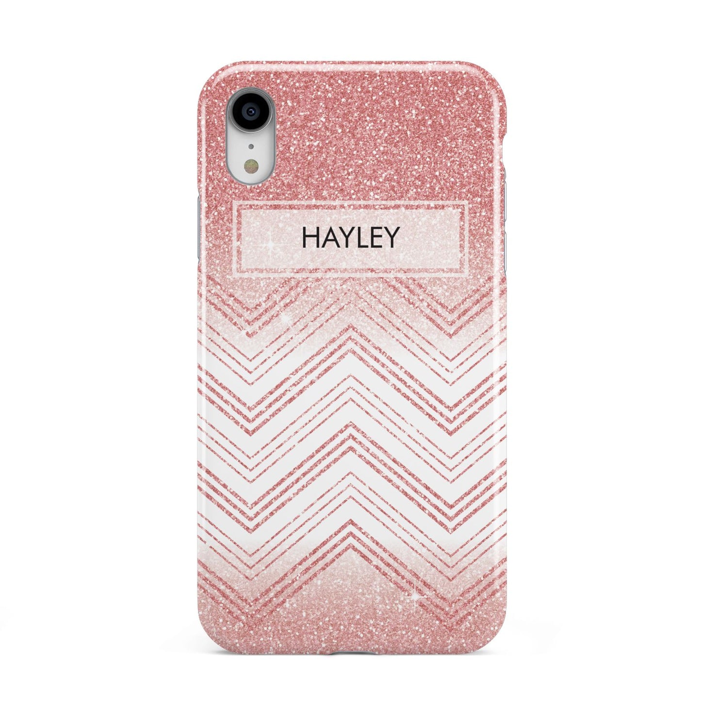 Personalised Faux Glitter Effect Name Initials Apple iPhone XR White 3D Tough Case