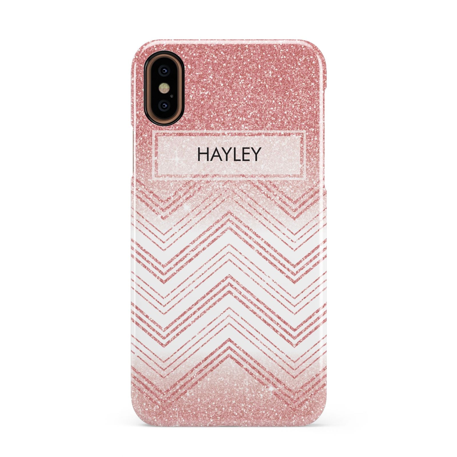 Personalised Faux Glitter Effect Name Initials Apple iPhone XS 3D Snap Case