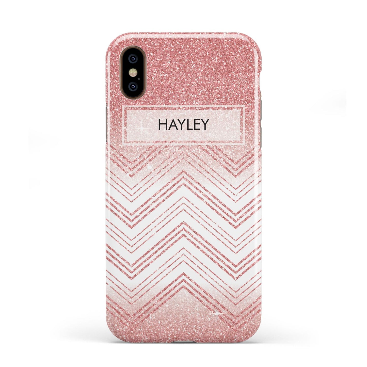Personalised Faux Glitter Effect Name Initials Apple iPhone XS 3D Tough