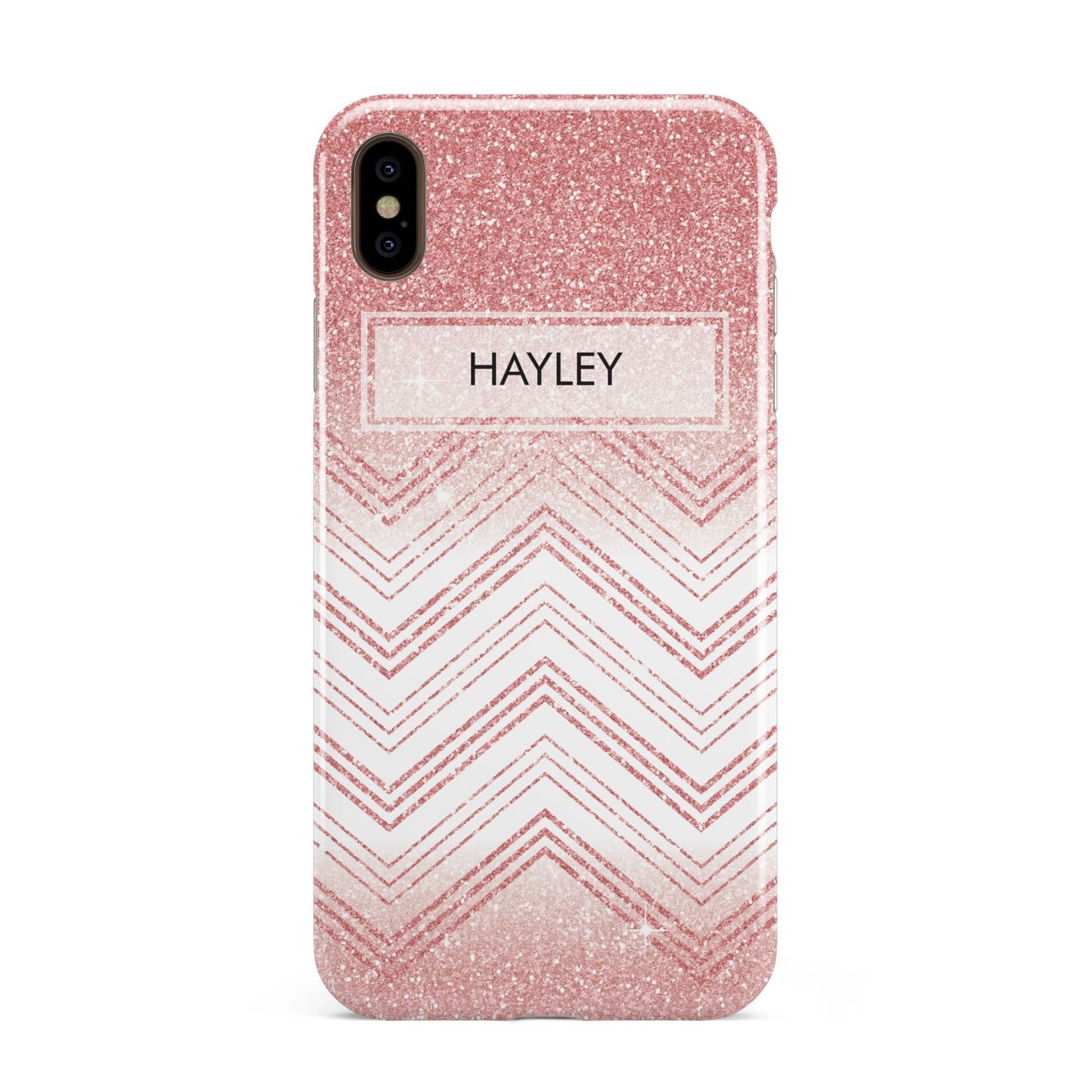 Personalised Faux Glitter Effect Name Initials Apple iPhone Xs Max 3D Tough Case