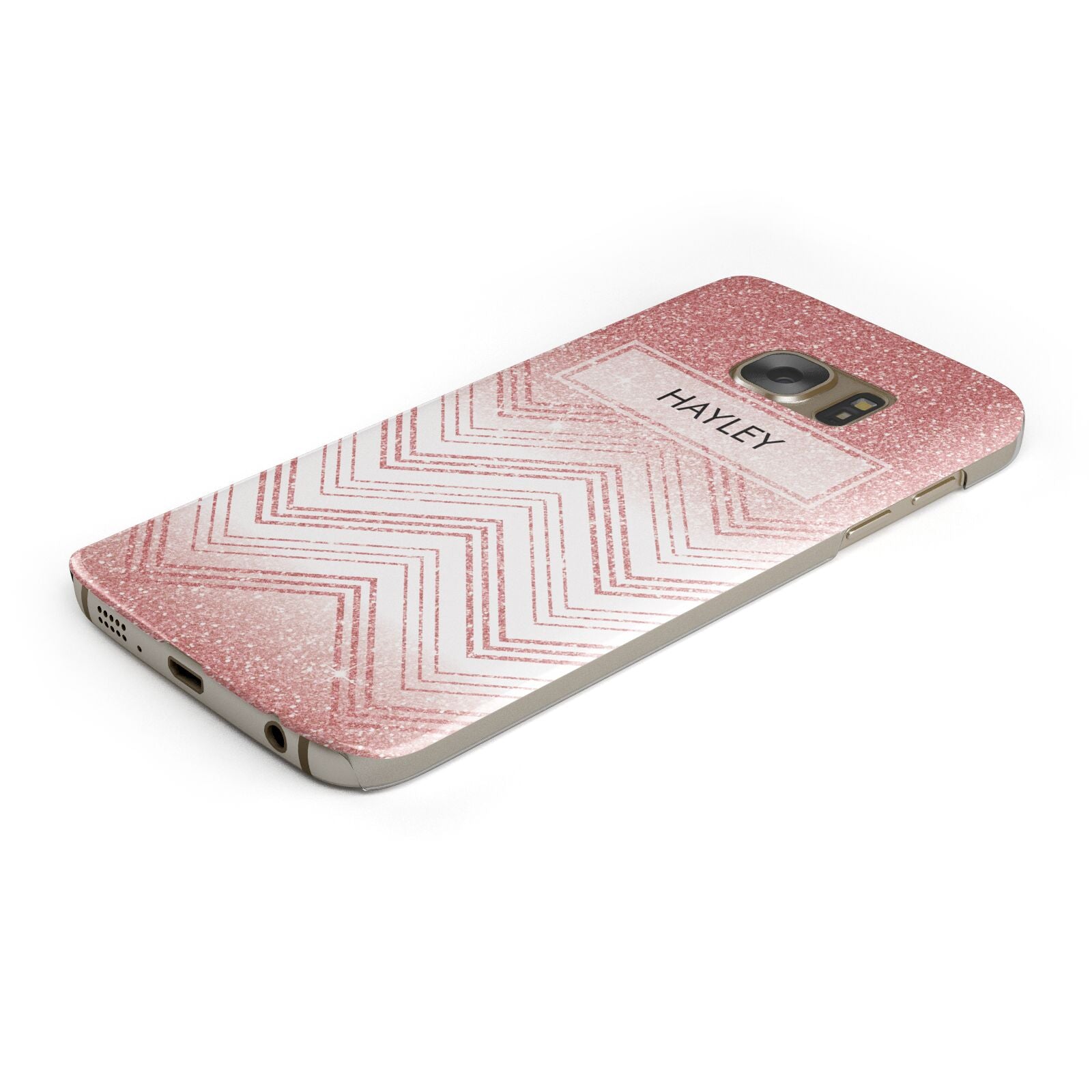 Personalised Faux Glitter Effect Name Initials Protective Samsung Galaxy Case Angled Image