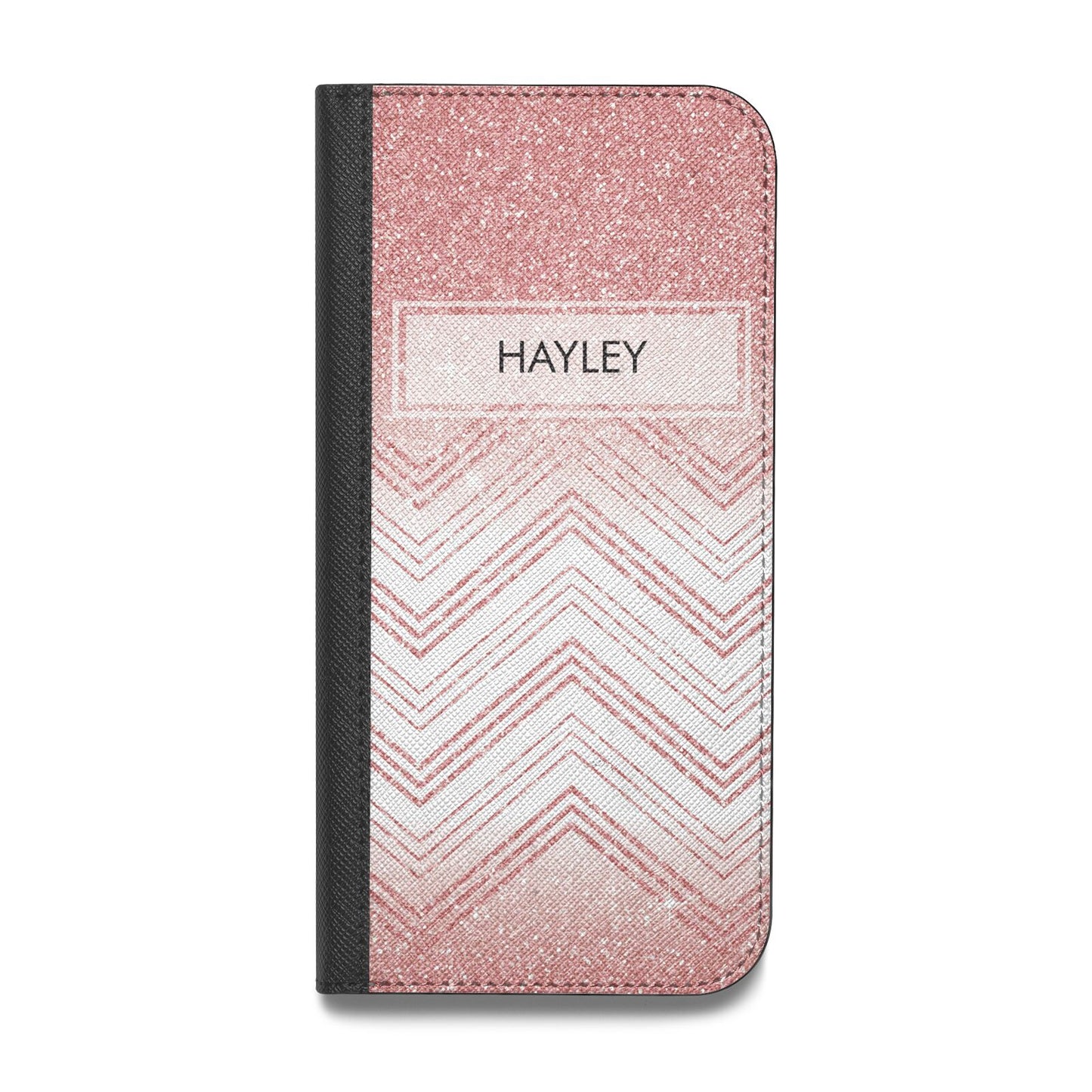 Personalised Faux Glitter Effect Name Initials Vegan Leather Flip Samsung Case