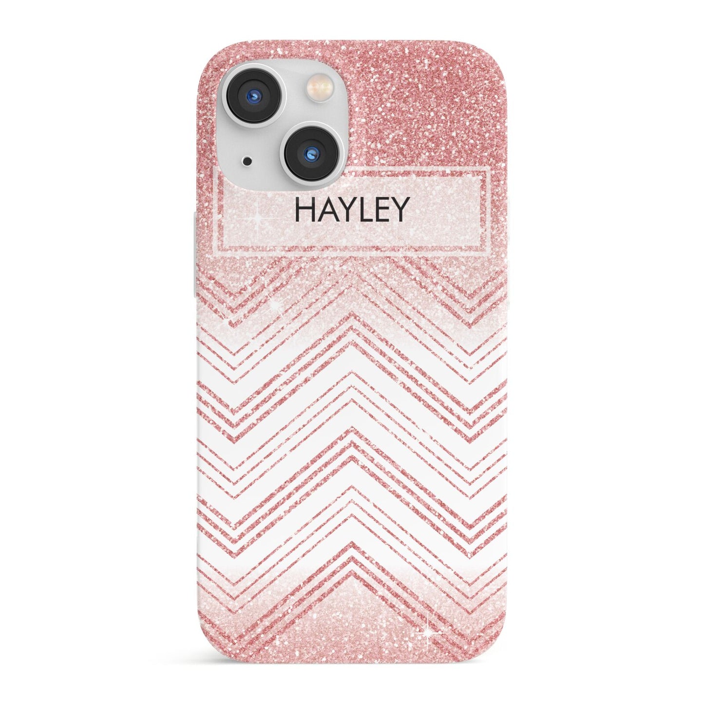 Personalised Faux Glitter Effect Name Initials iPhone 13 Mini Full Wrap 3D Snap Case