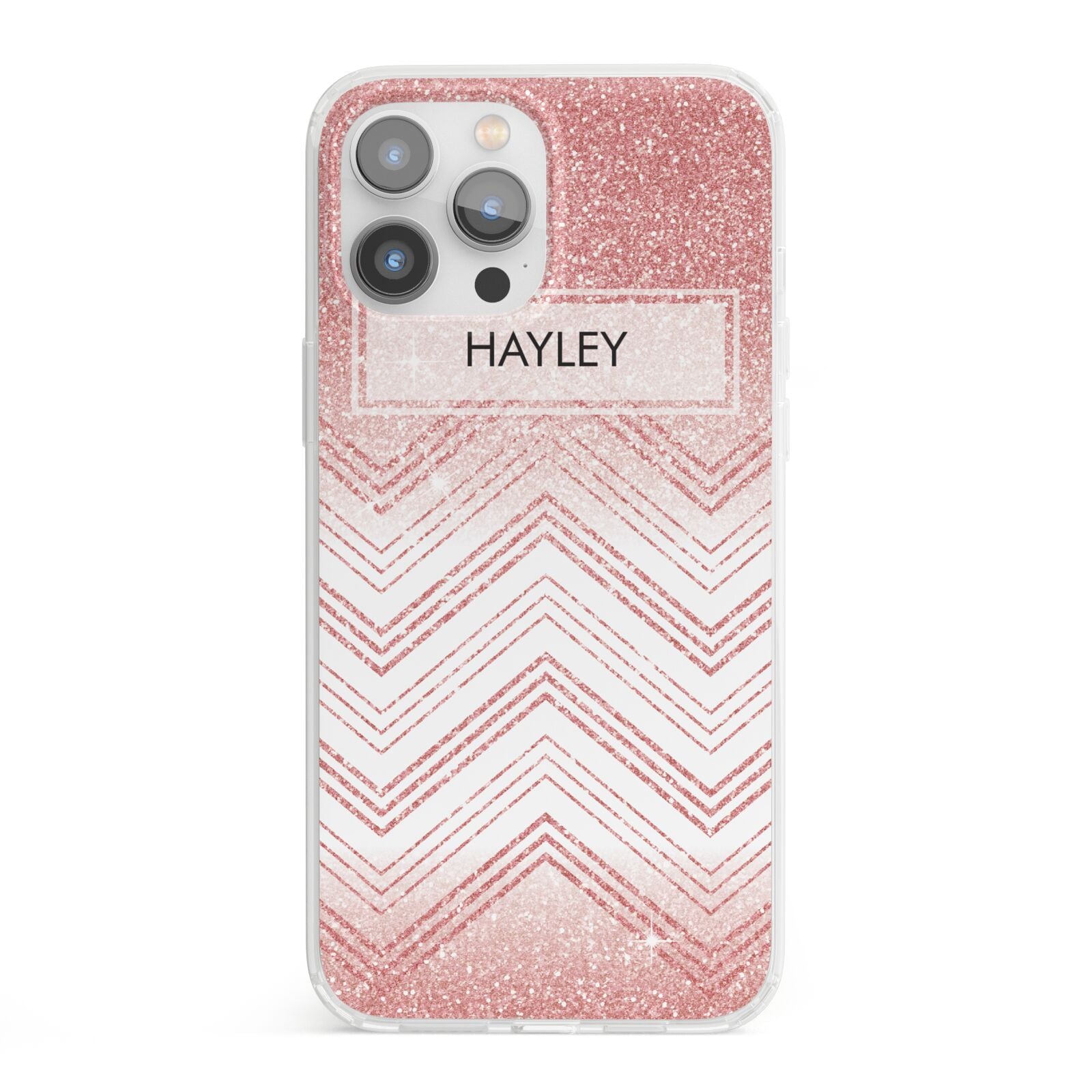 Personalised Faux Glitter Effect Name Initials iPhone 13 Pro Max Clear Bumper Case