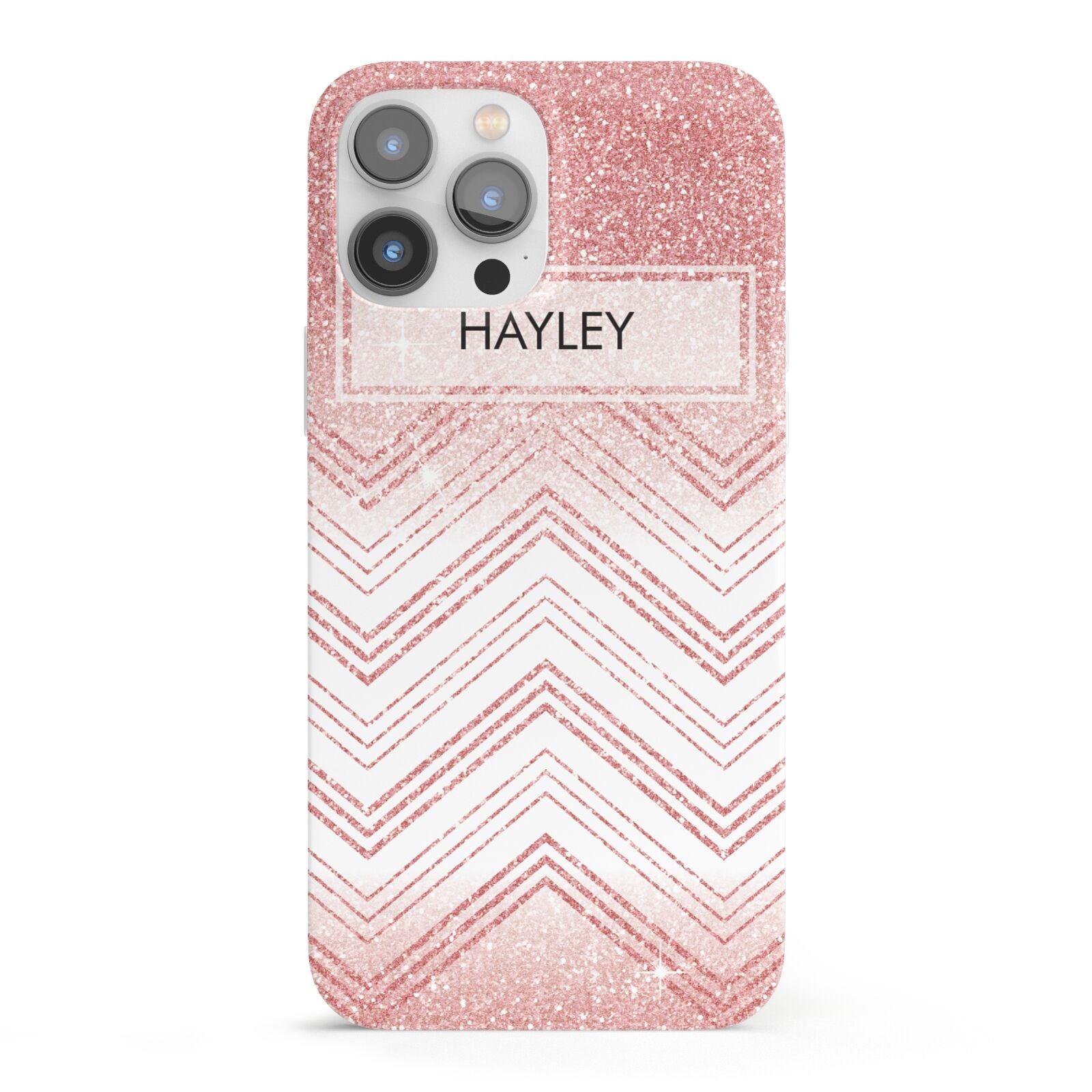 Personalised Faux Glitter Effect Name Initials iPhone 13 Pro Max Full Wrap 3D Snap Case