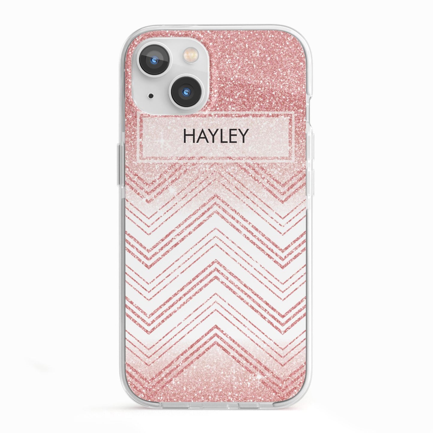 Personalised Faux Glitter Effect Name Initials iPhone 13 TPU Impact Case with White Edges
