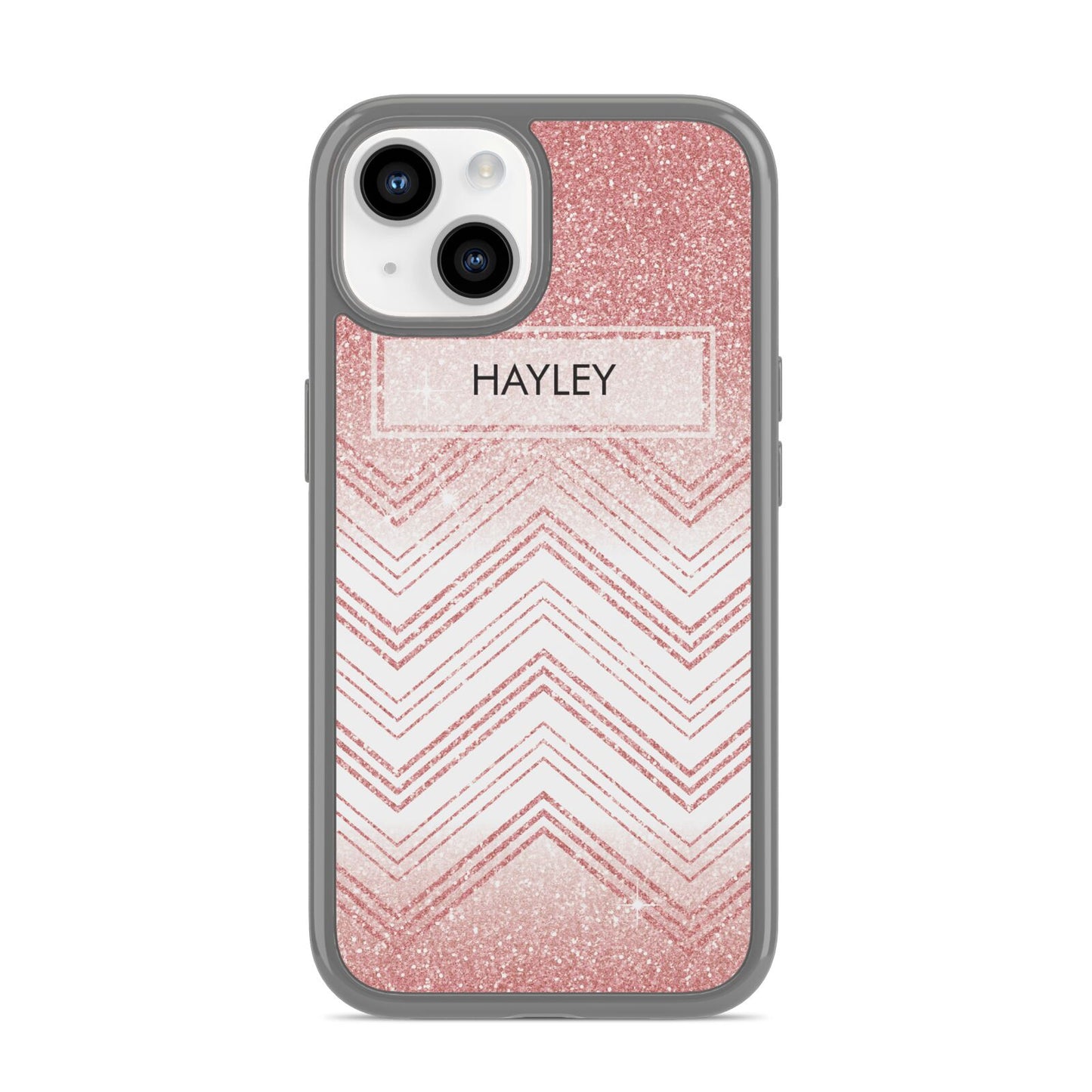 Personalised Faux Glitter Effect Name Initials iPhone 14 Clear Tough Case Starlight