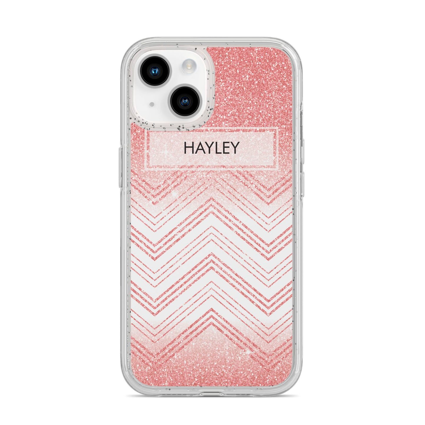 Personalised Faux Glitter Effect Name Initials iPhone 14 Glitter Tough Case Starlight