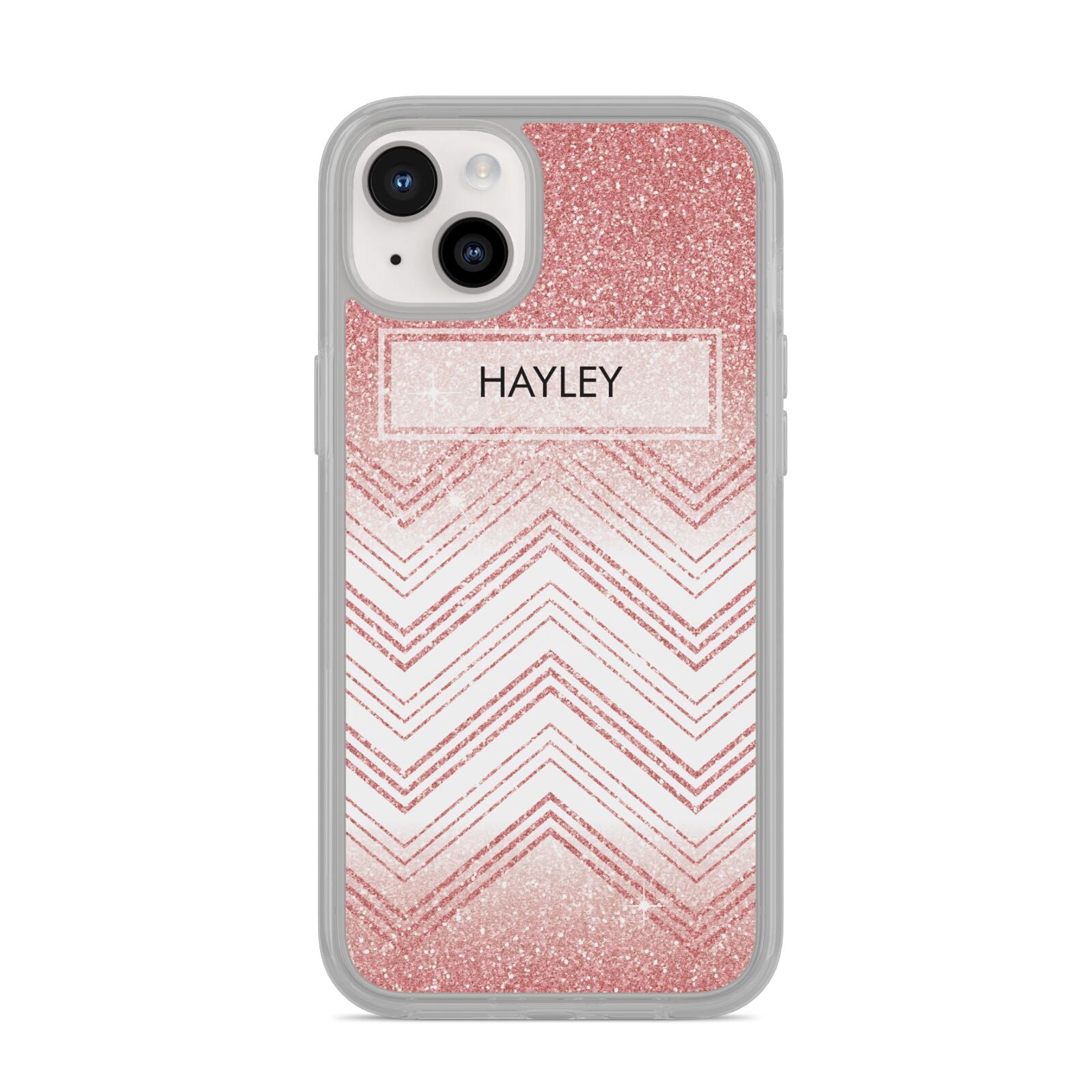 Personalised Faux Glitter Effect Name Initials iPhone 14 Plus Clear Tough Case Starlight
