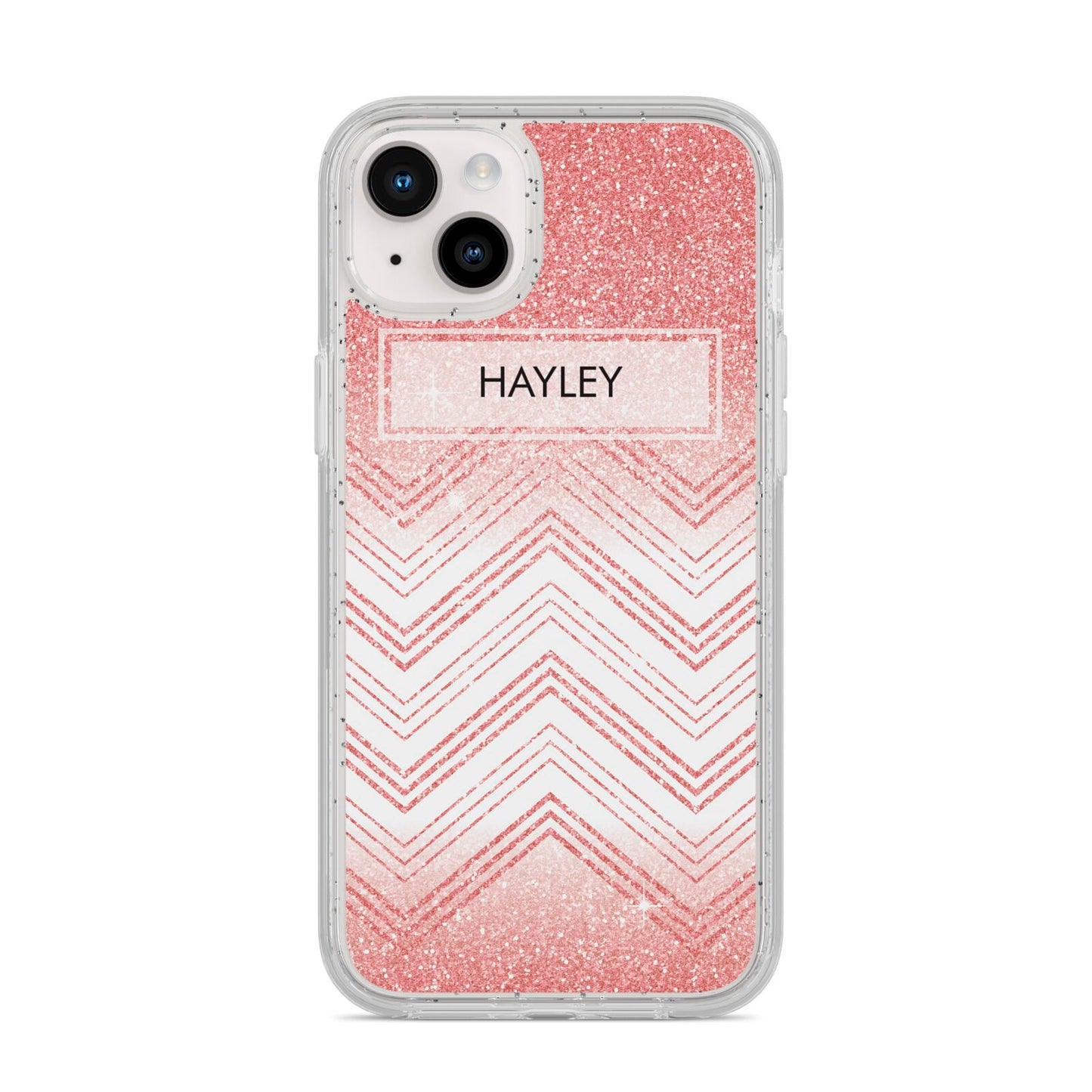 Personalised Faux Glitter Effect Name Initials iPhone 14 Plus Glitter Tough Case Starlight