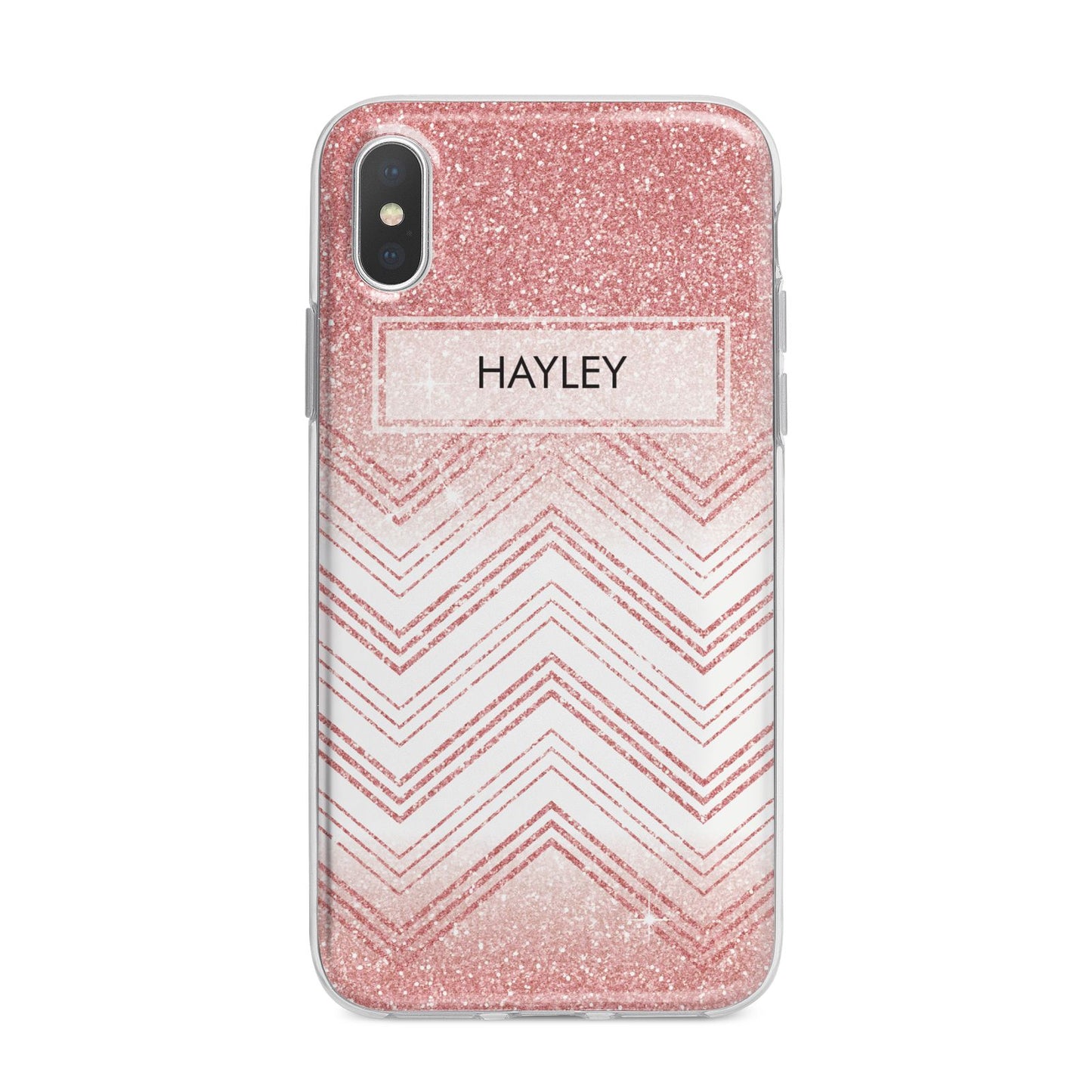 Personalised Faux Glitter Effect Name Initials iPhone X Bumper Case on Silver iPhone Alternative Image 1