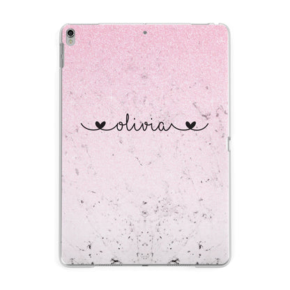 Personalised Faux Glitter Marble Name Apple iPad Silver Case