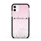 Personalised Faux Glitter Marble Name Apple iPhone 11 in White with Black Impact Case