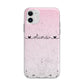 Personalised Faux Glitter Marble Name Apple iPhone 11 in White with Bumper Case
