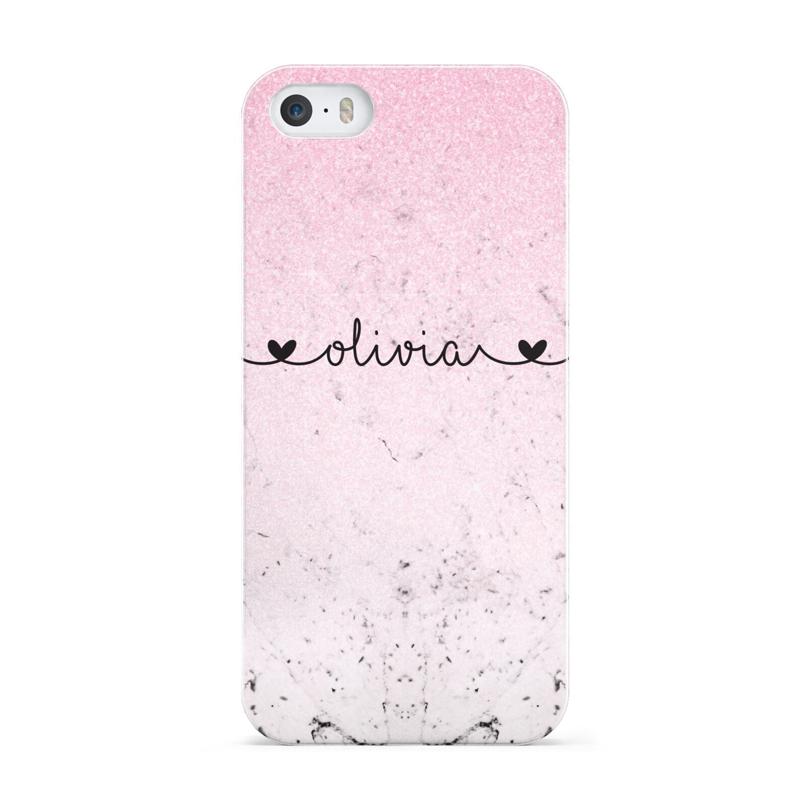 Personalised Faux Glitter Marble Name Apple iPhone 5 Case