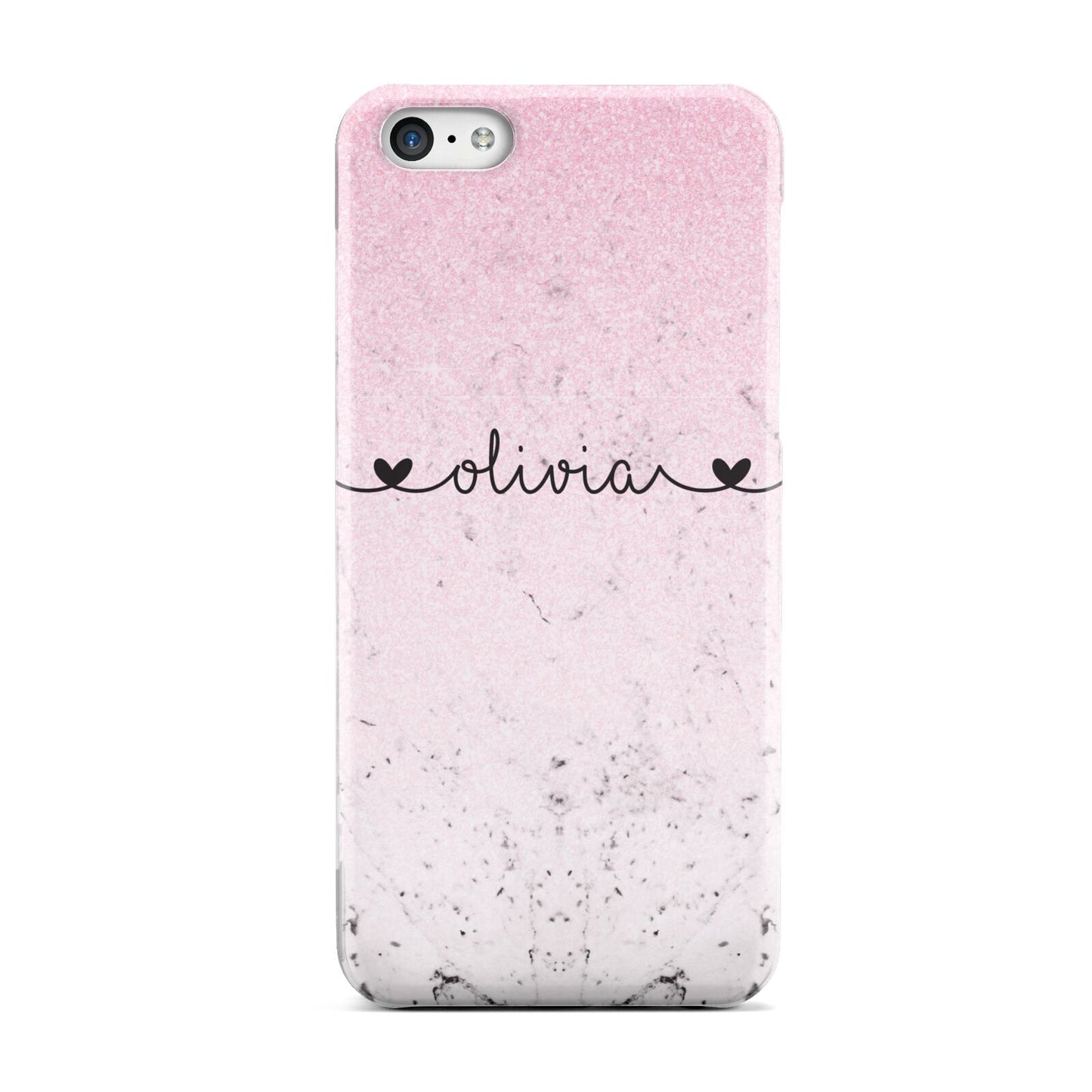 Personalised Faux Glitter Marble Name Apple iPhone 5c Case