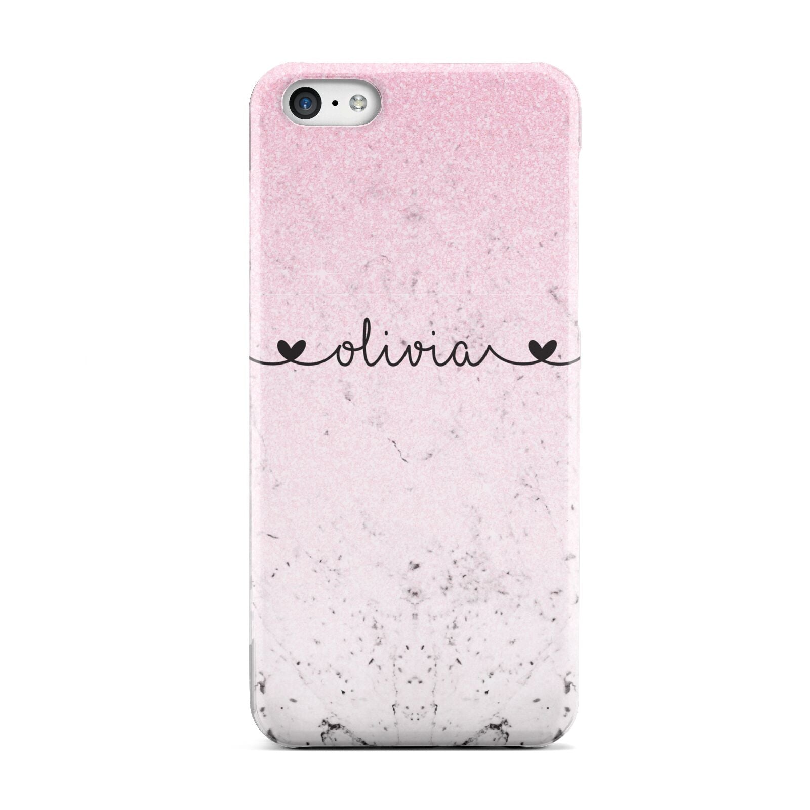 Personalised Faux Glitter Marble Name Apple iPhone 5c Case