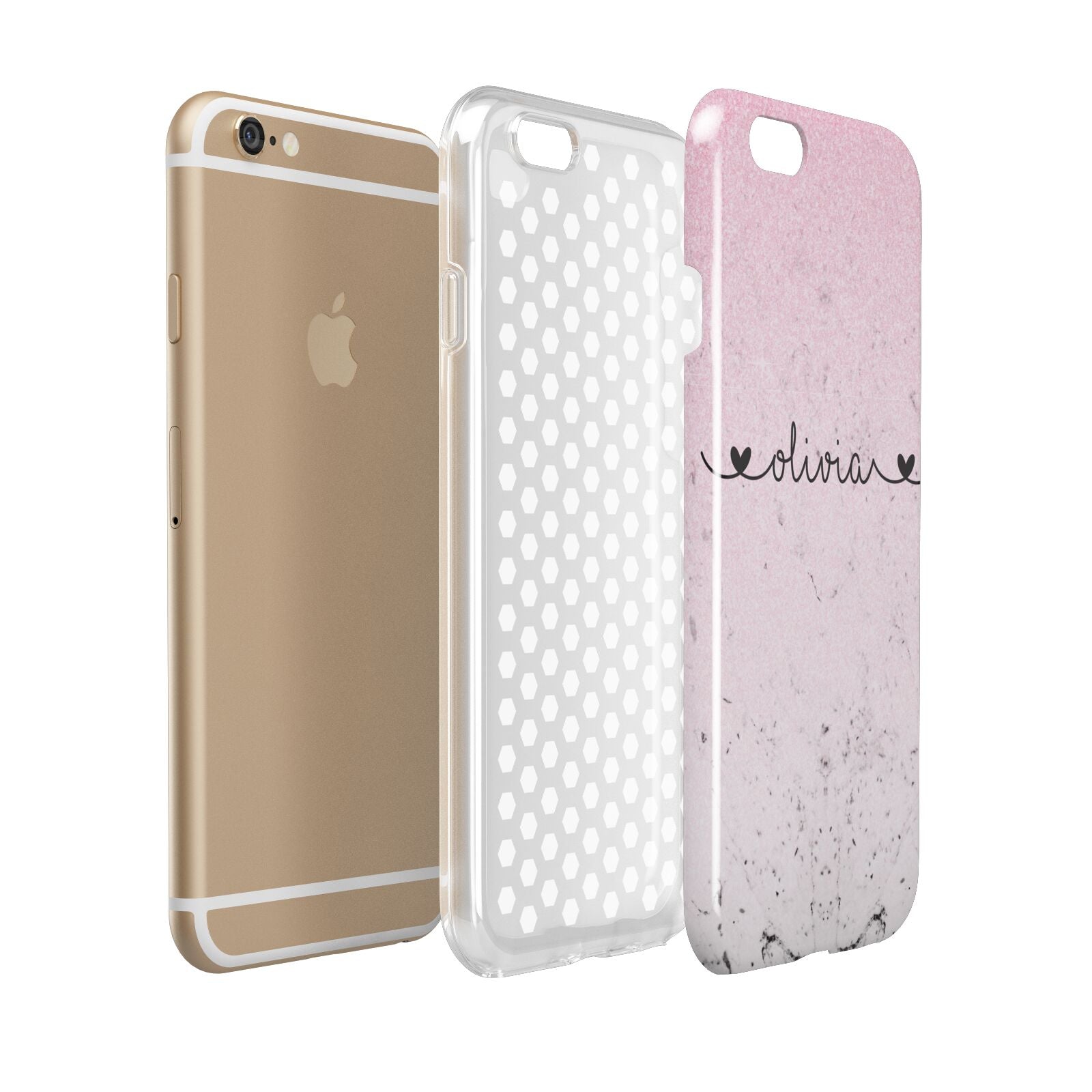 Personalised Faux Glitter Marble Name Apple iPhone 6 3D Tough Case Expanded view