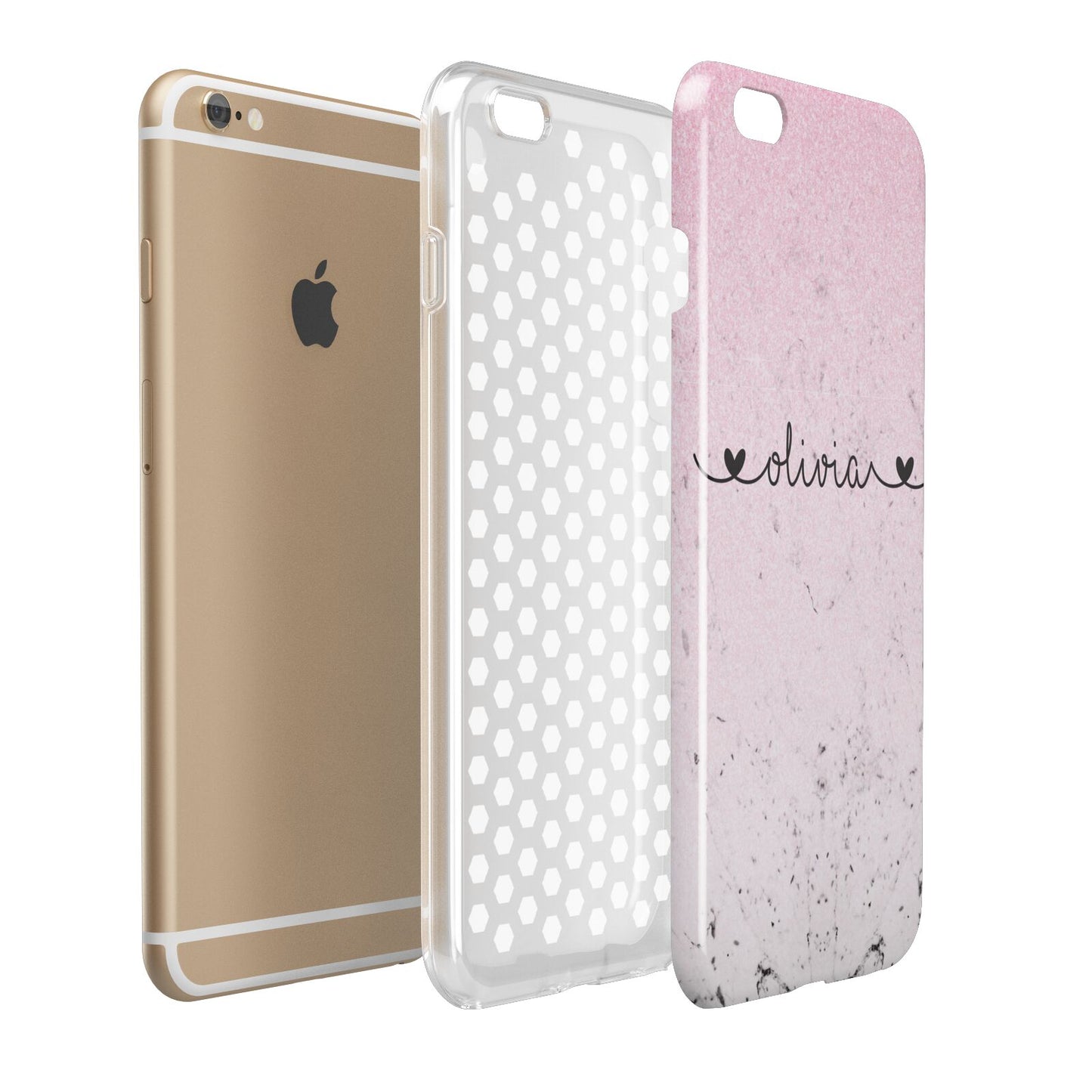 Personalised Faux Glitter Marble Name Apple iPhone 6 Plus 3D Tough Case Expand Detail Image