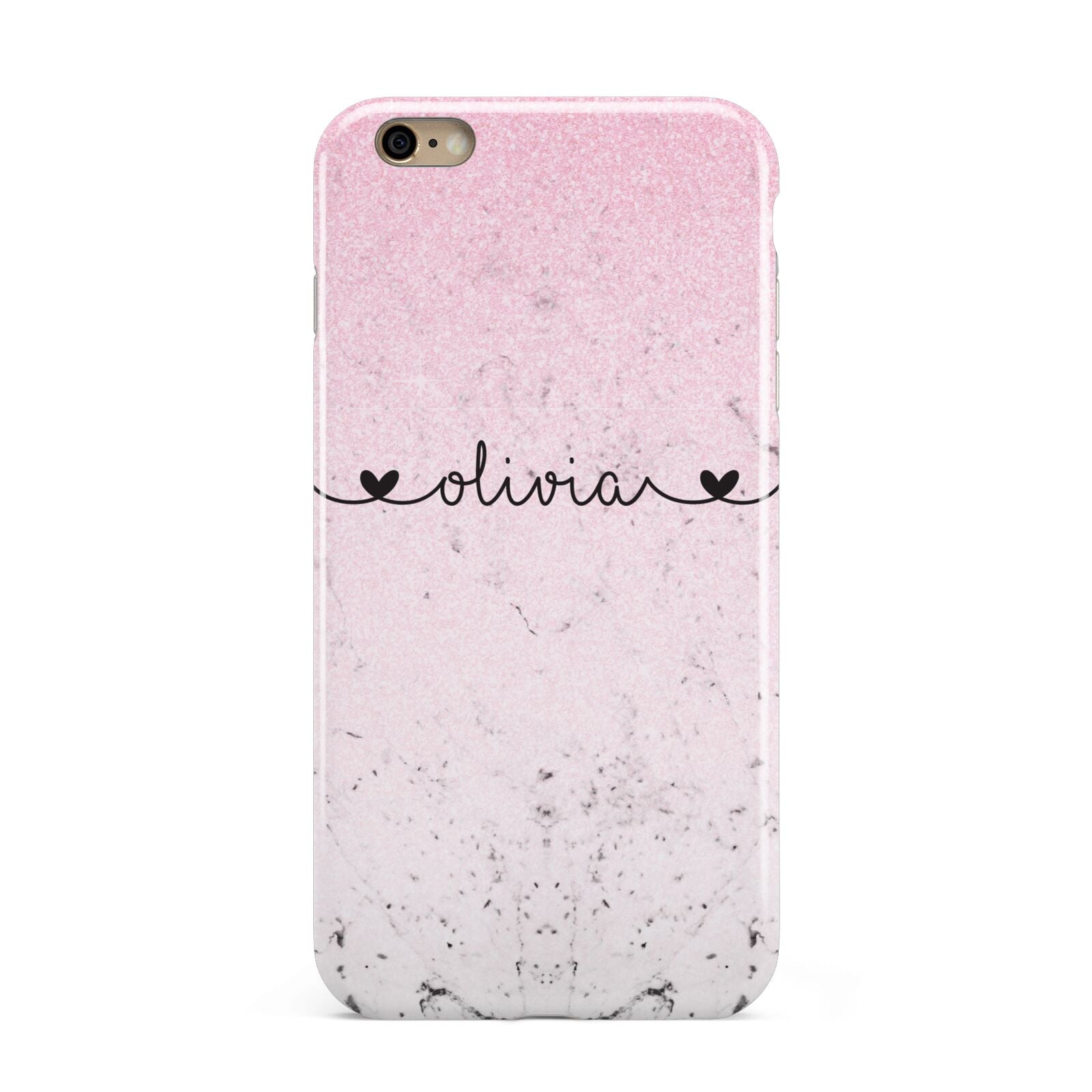 Personalised Faux Glitter Marble Name Apple iPhone 6 Plus 3D Tough Case