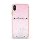 Personalised Faux Glitter Marble Name Apple iPhone Xs Max Impact Case Pink Edge on Gold Phone