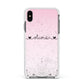 Personalised Faux Glitter Marble Name Apple iPhone Xs Max Impact Case White Edge on Black Phone