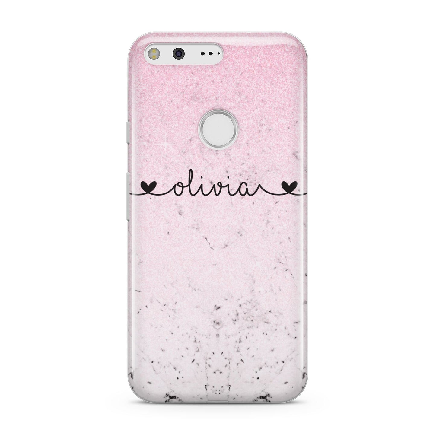 Personalised Faux Glitter Marble Name Google Pixel Case