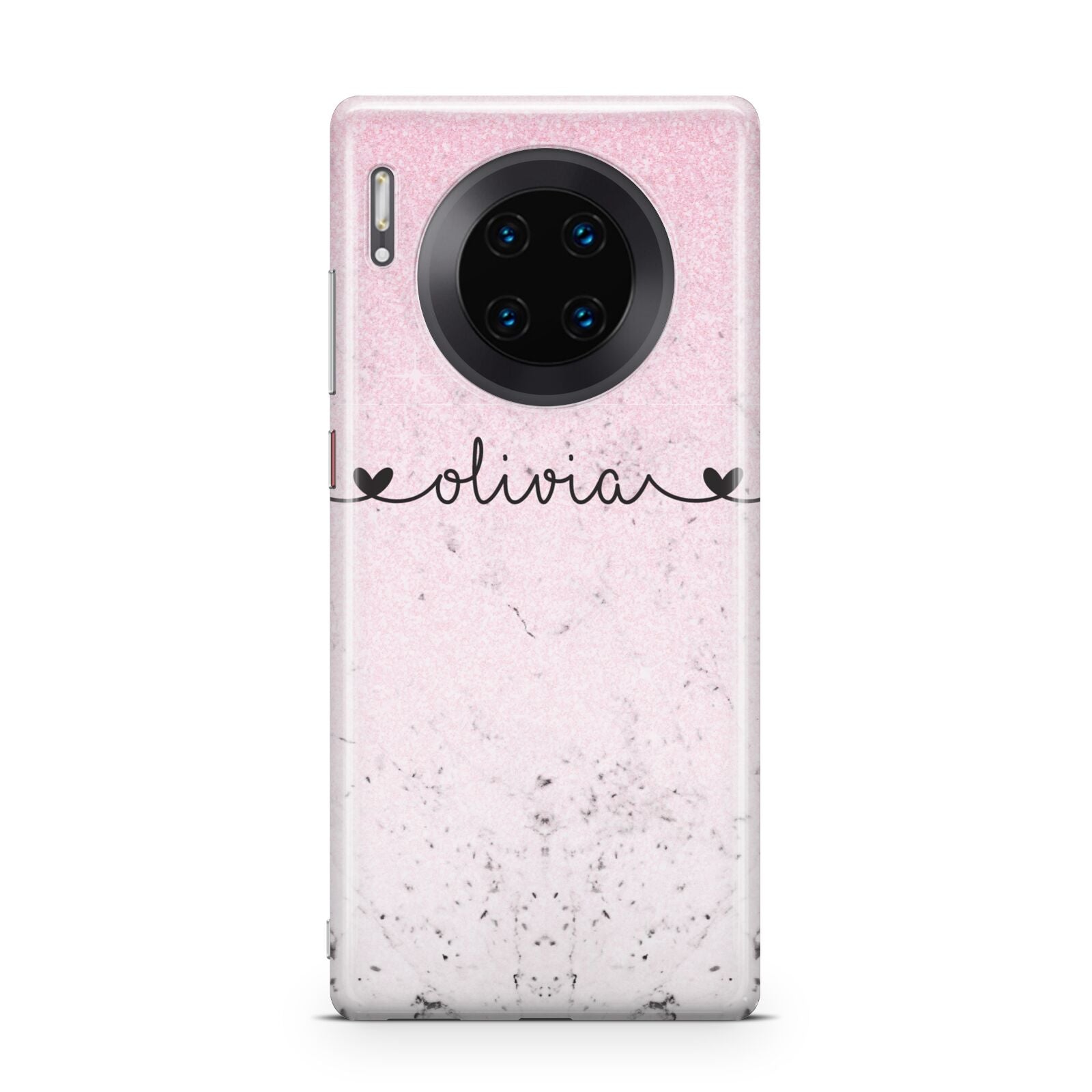 Personalised Faux Glitter Marble Name Huawei Mate 30 Pro Phone Case