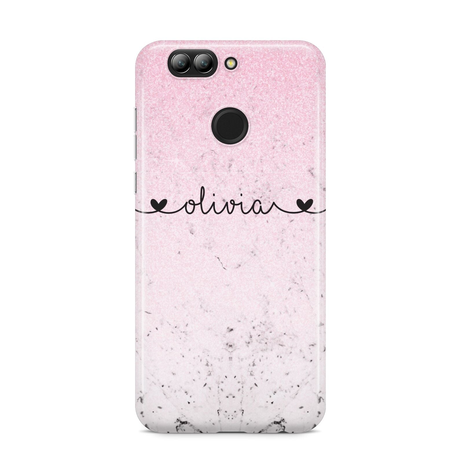 Personalised Faux Glitter Marble Name Huawei Nova 2s Phone Case
