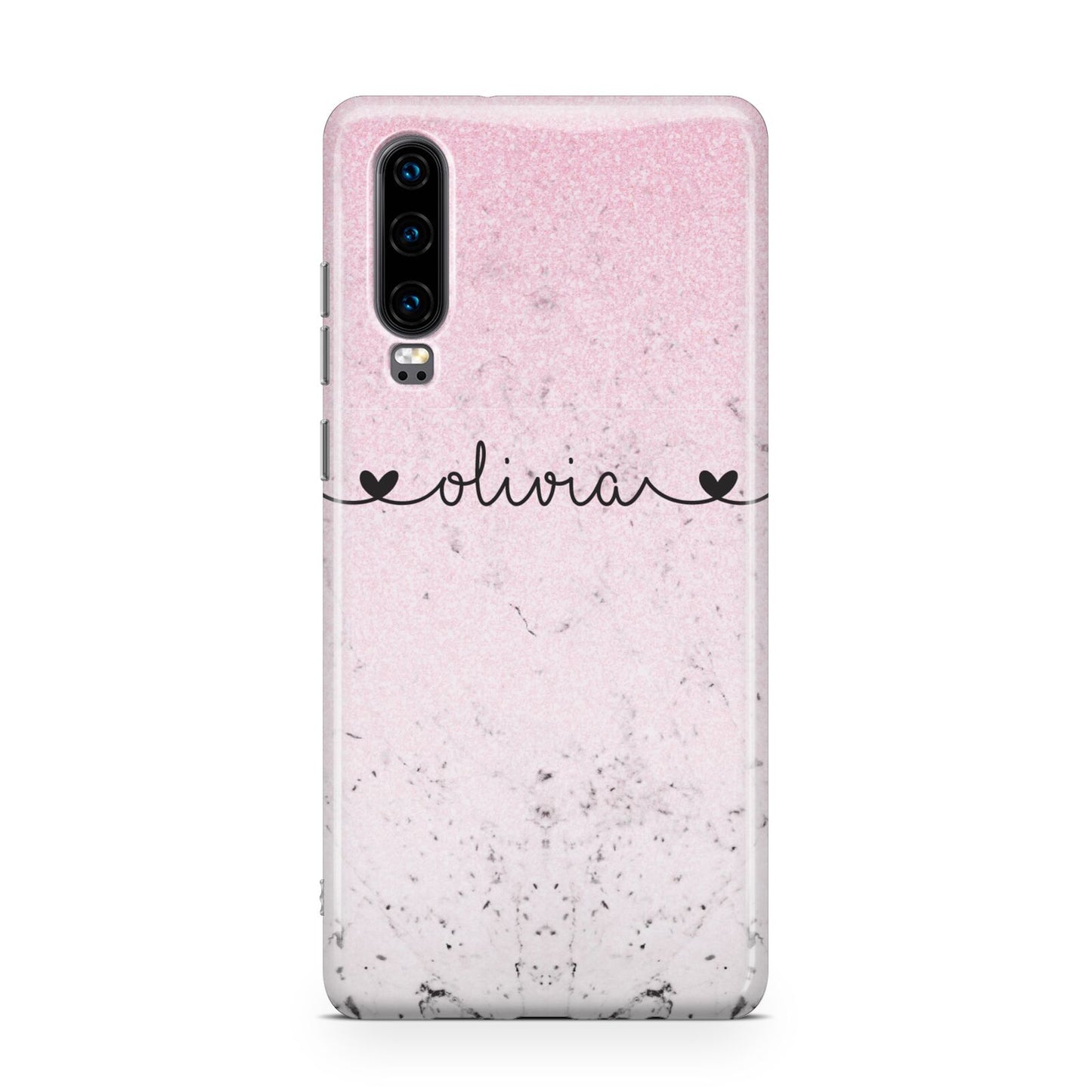 Personalised Faux Glitter Marble Name Huawei P30 Phone Case