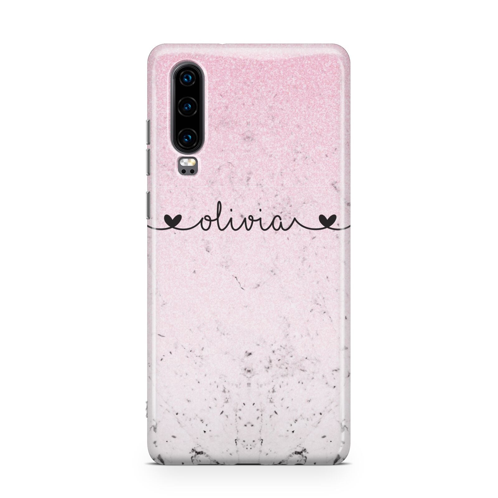 Personalised Faux Glitter Marble Name Huawei P30 Phone Case