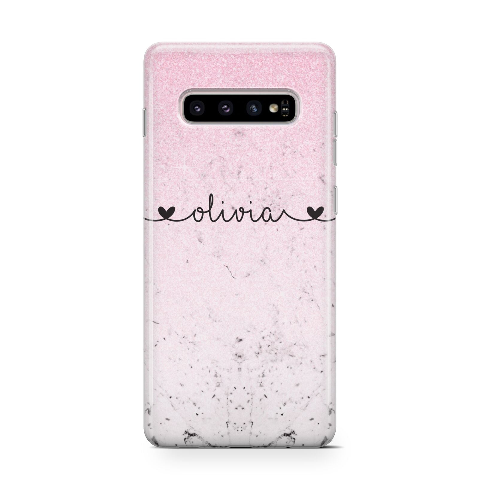Personalised Faux Glitter Marble Name Protective Samsung Galaxy Case