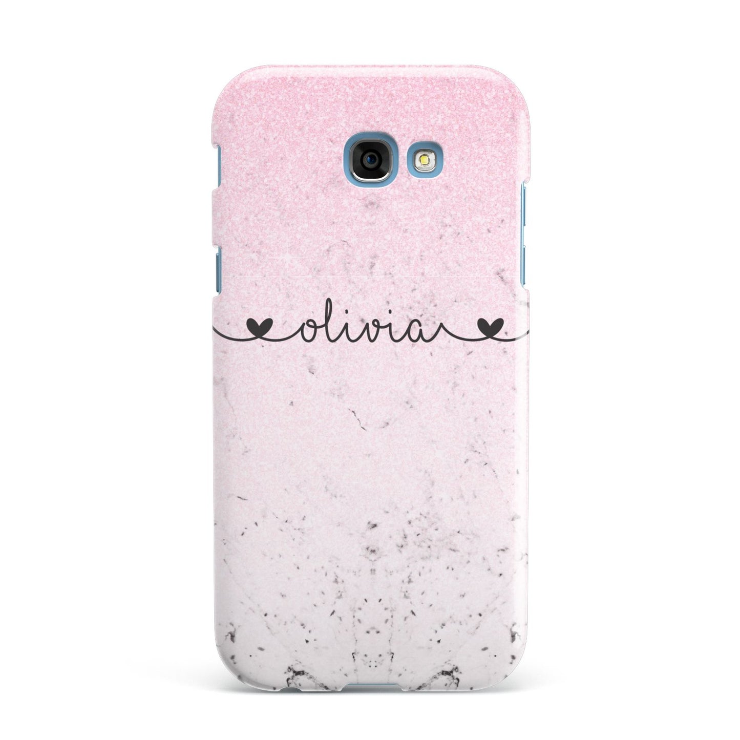 Personalised Faux Glitter Marble Name Samsung Galaxy A7 2017 Case