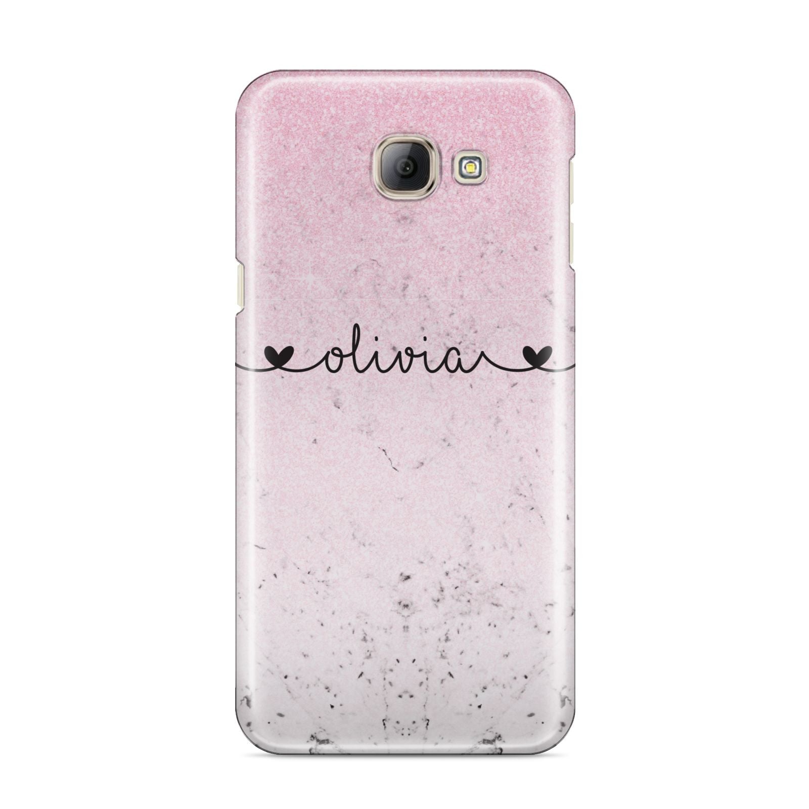 Personalised Faux Glitter Marble Name Samsung Galaxy A8 2016 Case