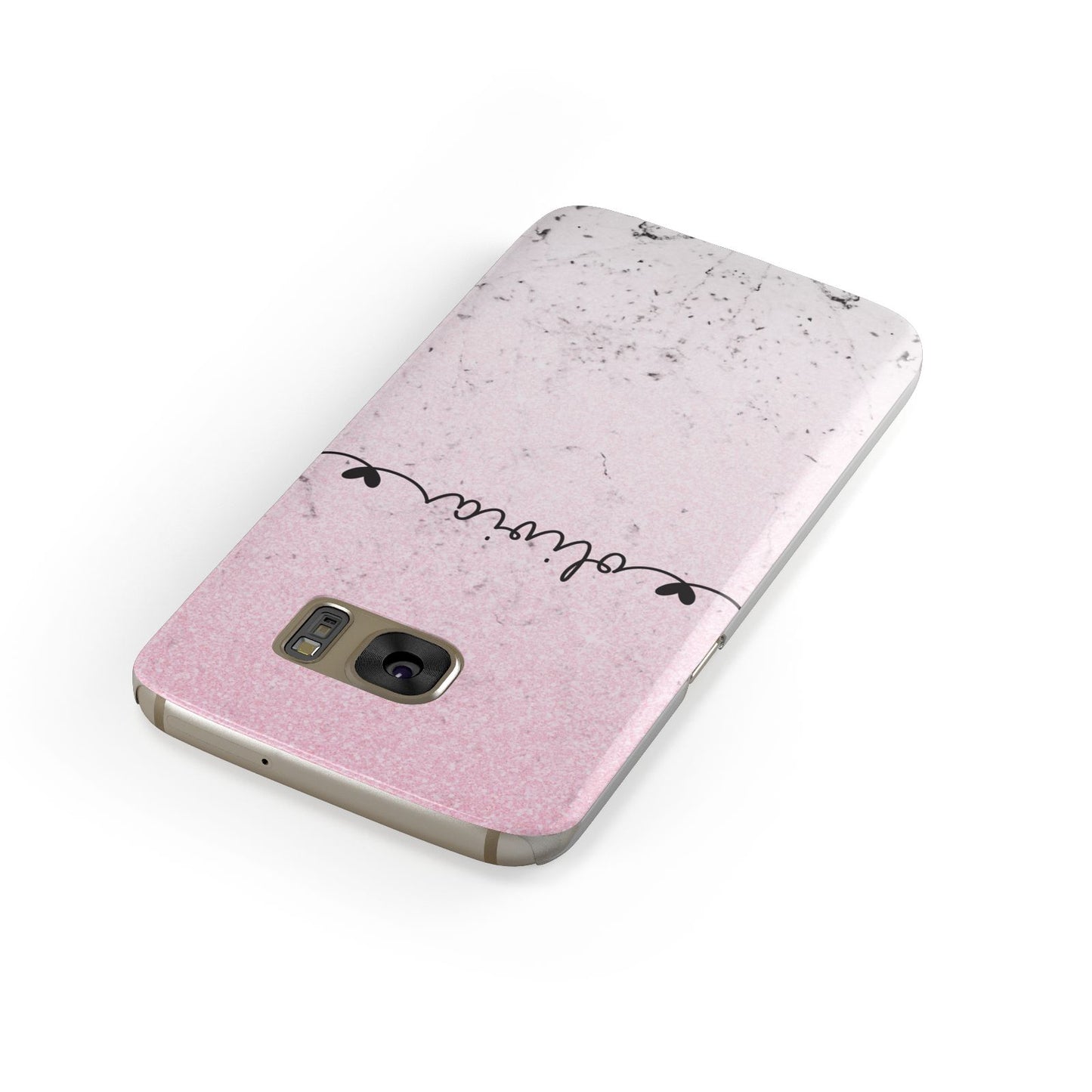 Personalised Faux Glitter Marble Name Samsung Galaxy Case Front Close Up