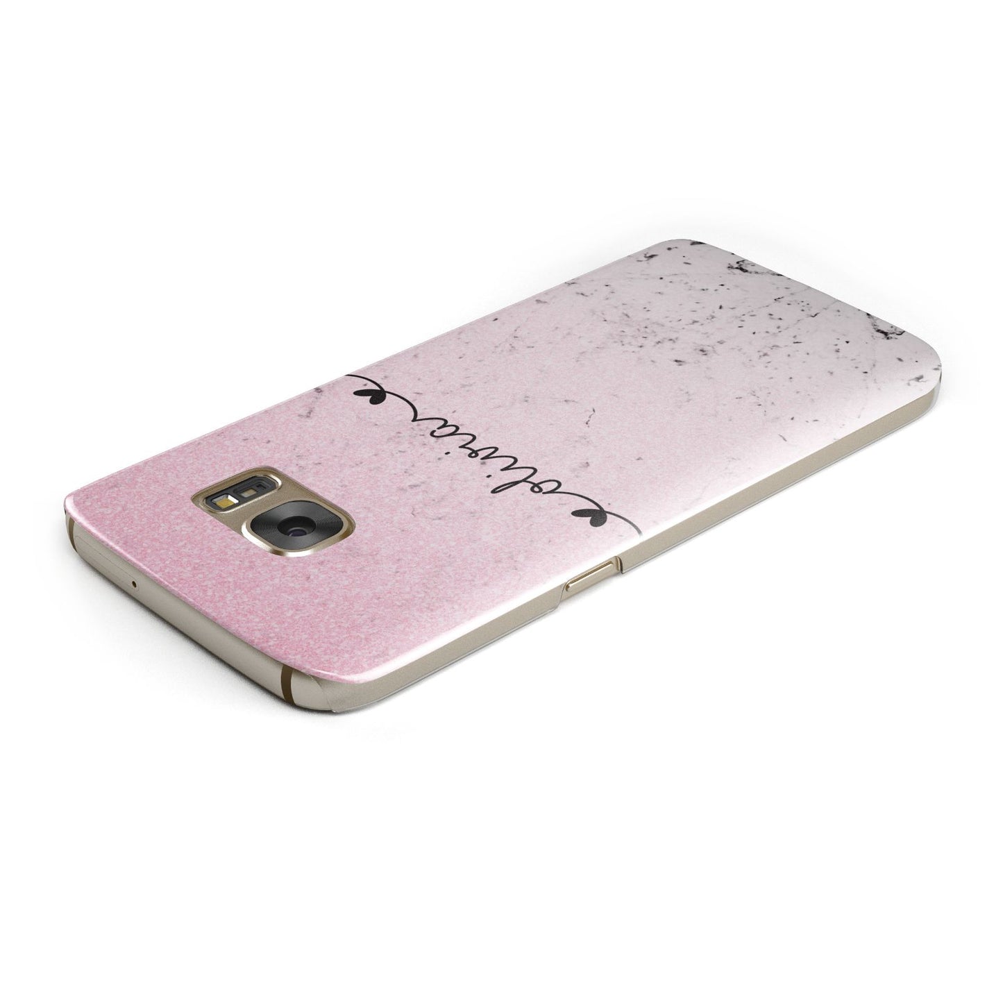 Personalised Faux Glitter Marble Name Samsung Galaxy Case Top Cutout