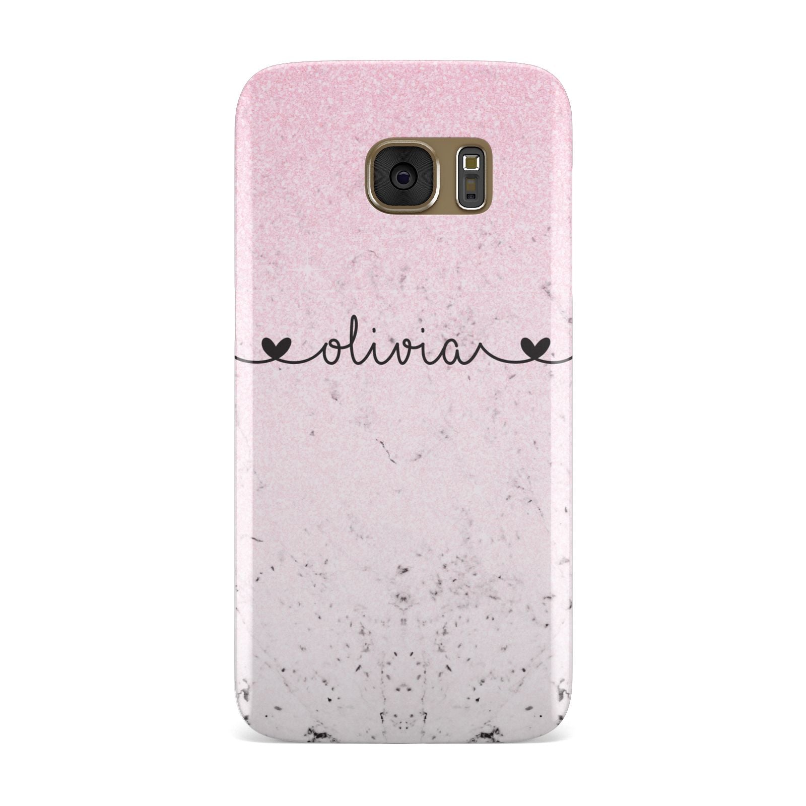 Personalised Faux Glitter Marble Name Samsung Galaxy Case