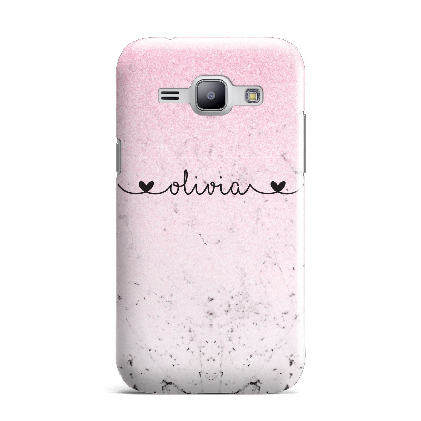 Personalised Faux Glitter Marble Name Samsung Galaxy J1 2015 Case