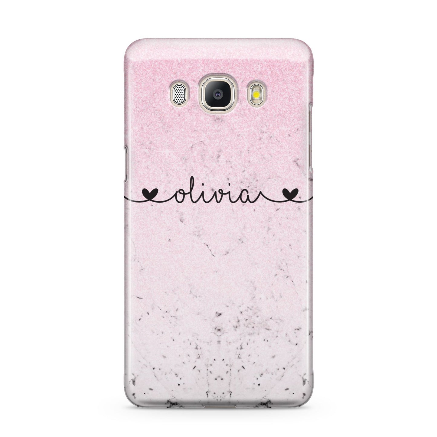 Personalised Faux Glitter Marble Name Samsung Galaxy J5 2016 Case