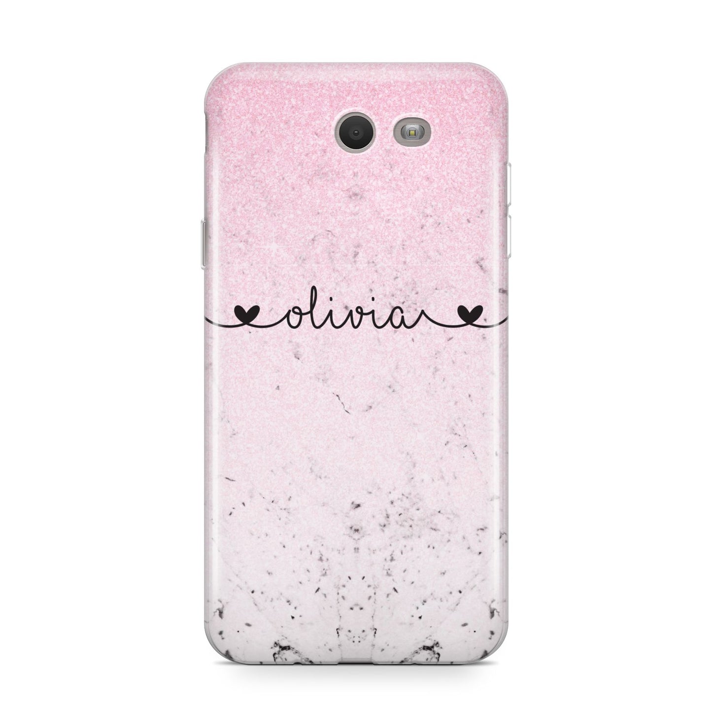 Personalised Faux Glitter Marble Name Samsung Galaxy J7 2017 Case