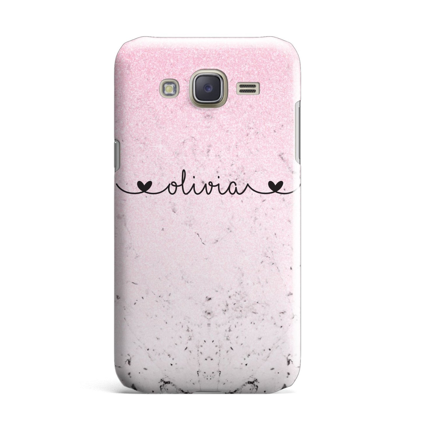 Personalised Faux Glitter Marble Name Samsung Galaxy J7 Case
