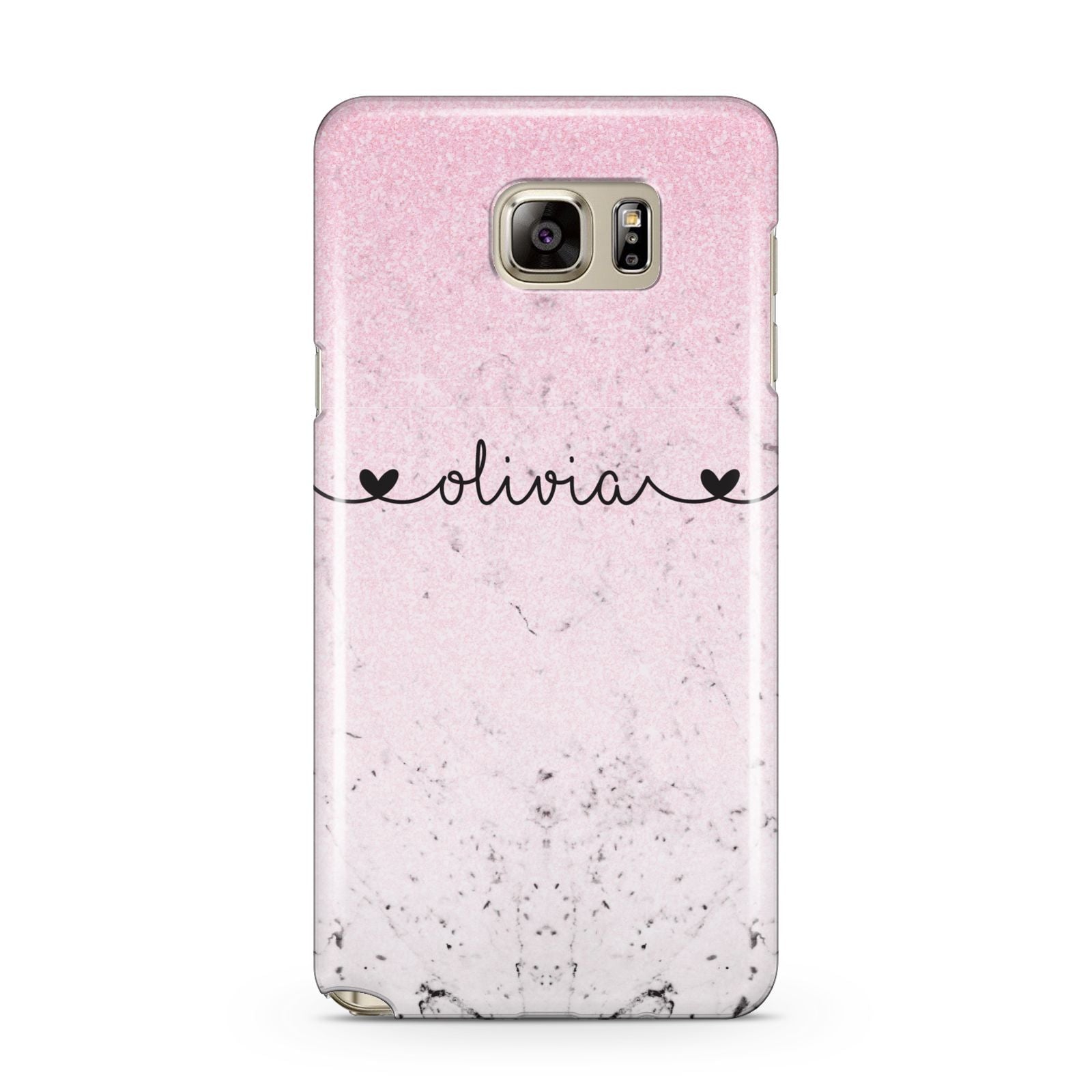 Personalised Faux Glitter Marble Name Samsung Galaxy Note 5 Case