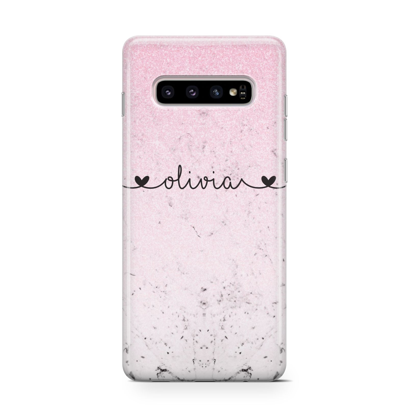 Personalised Faux Glitter Marble Name Samsung Galaxy S10 Case