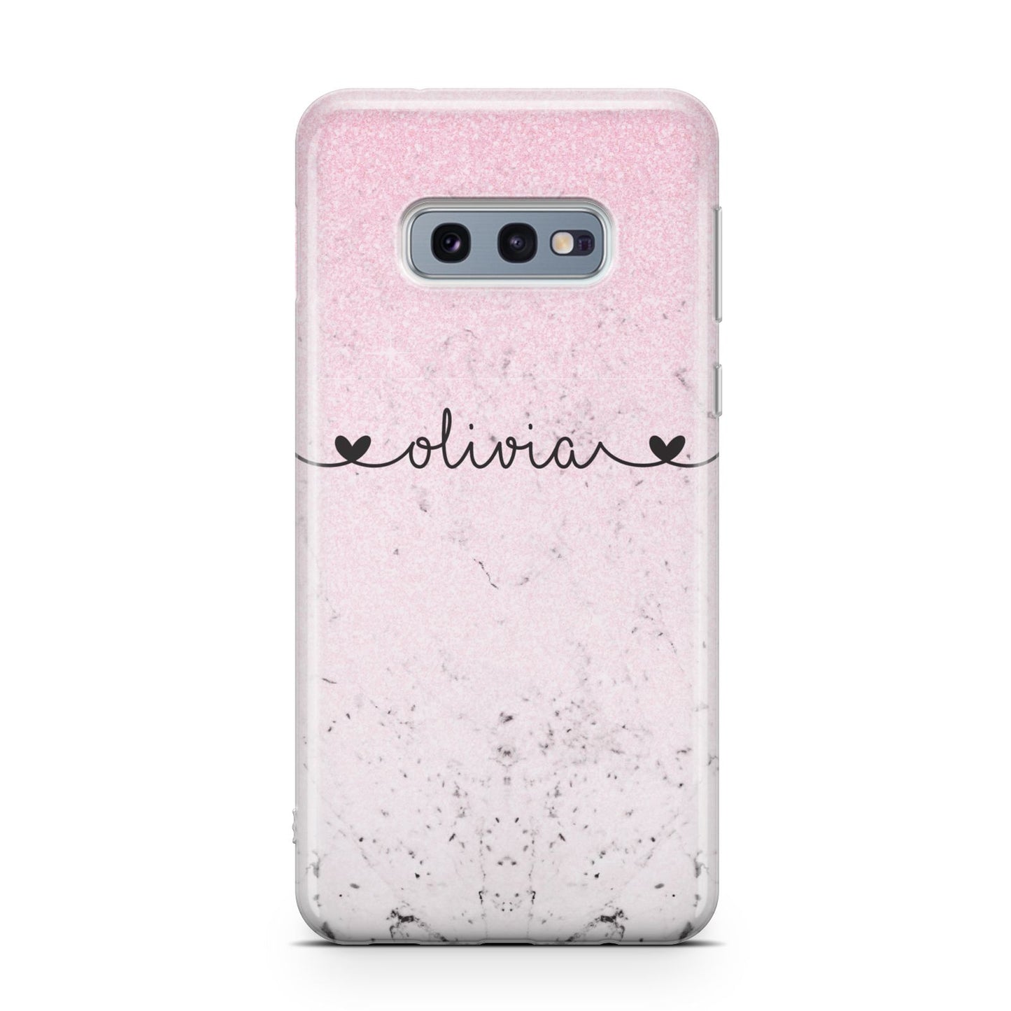 Personalised Faux Glitter Marble Name Samsung Galaxy S10E Case