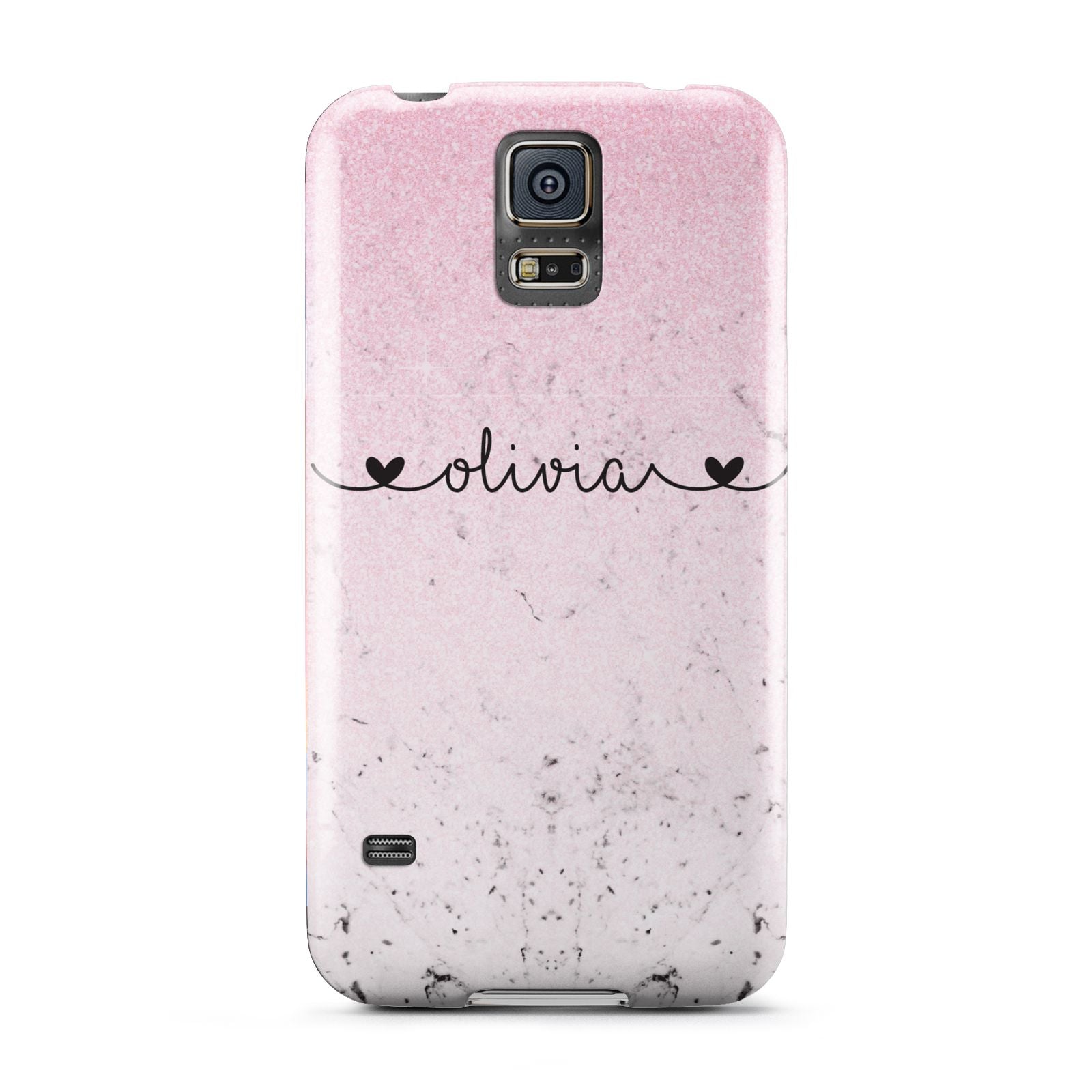 Personalised Faux Glitter Marble Name Samsung Galaxy S5 Case