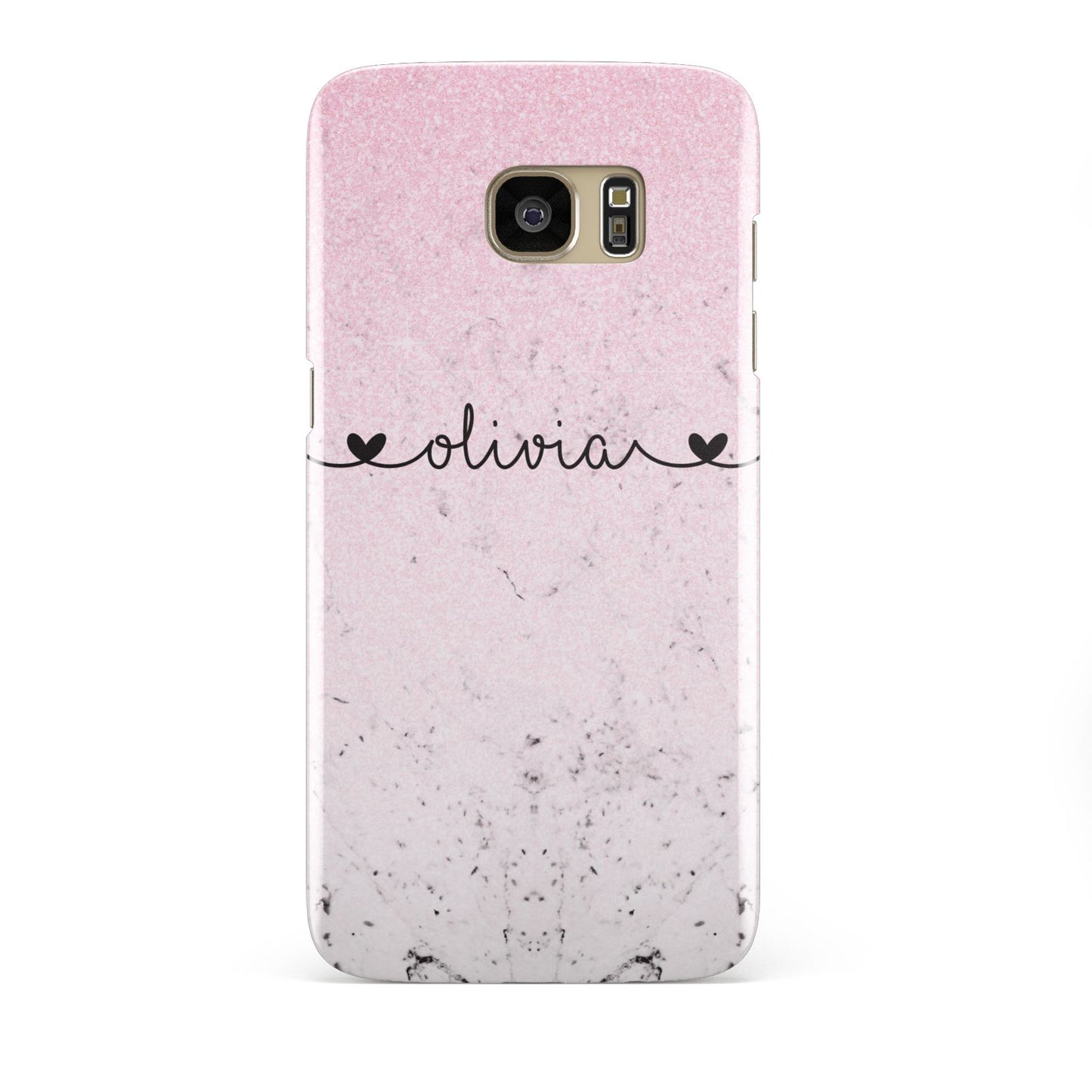 Personalised Faux Glitter Marble Name Samsung Galaxy S7 Edge Case