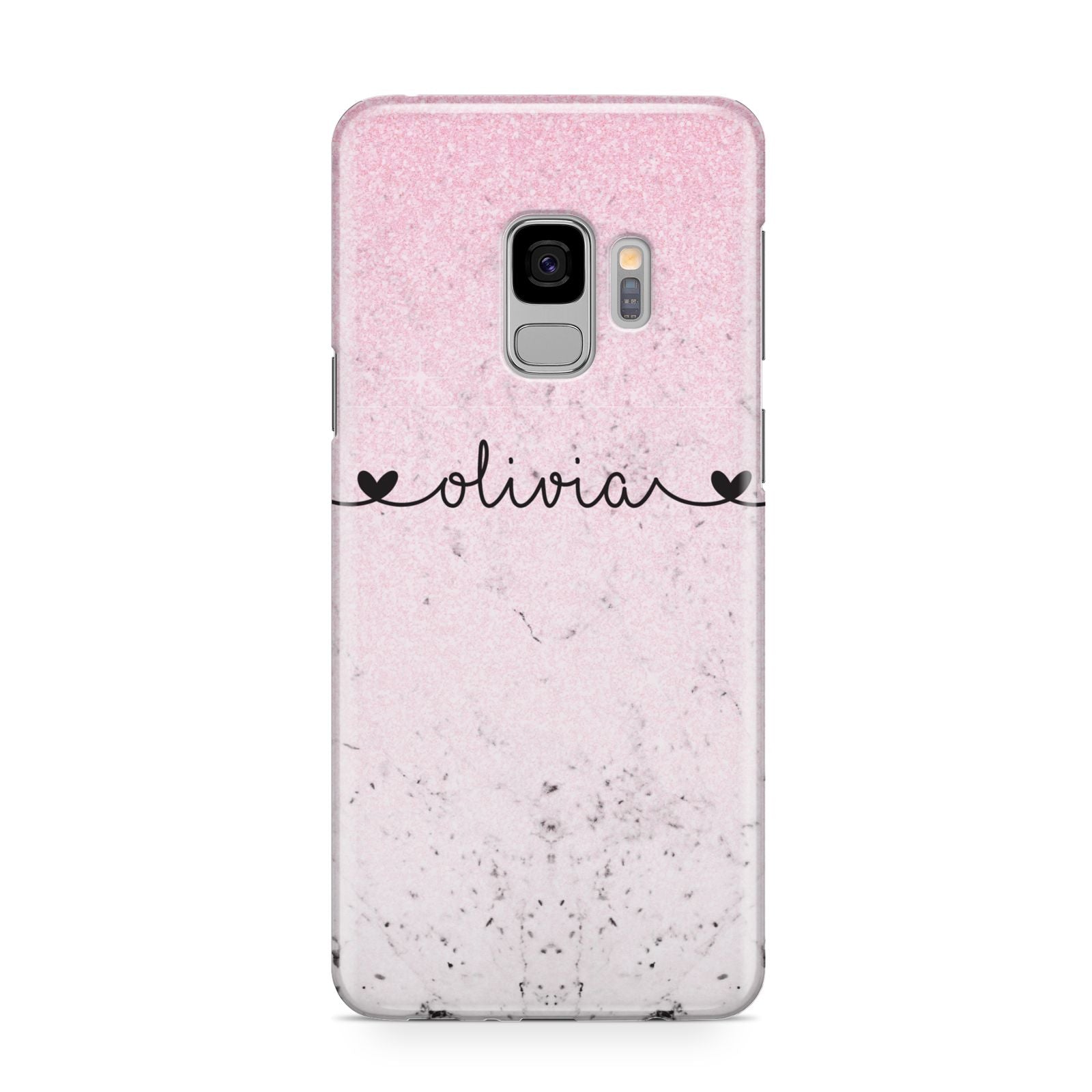 Personalised Faux Glitter Marble Name Samsung Galaxy S9 Case