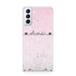 Personalised Faux Glitter Marble Name Samsung S21 Plus Case